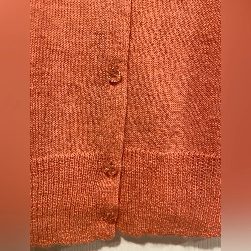 J. Crew Size S Coral Crystal Button Long Sleeve Lightweight Alpaca Cardigan